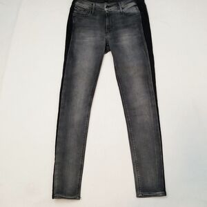 Black Orchid Grey w/ Black Seam Stripe Jude Super Skinny Jeans - Size 27
